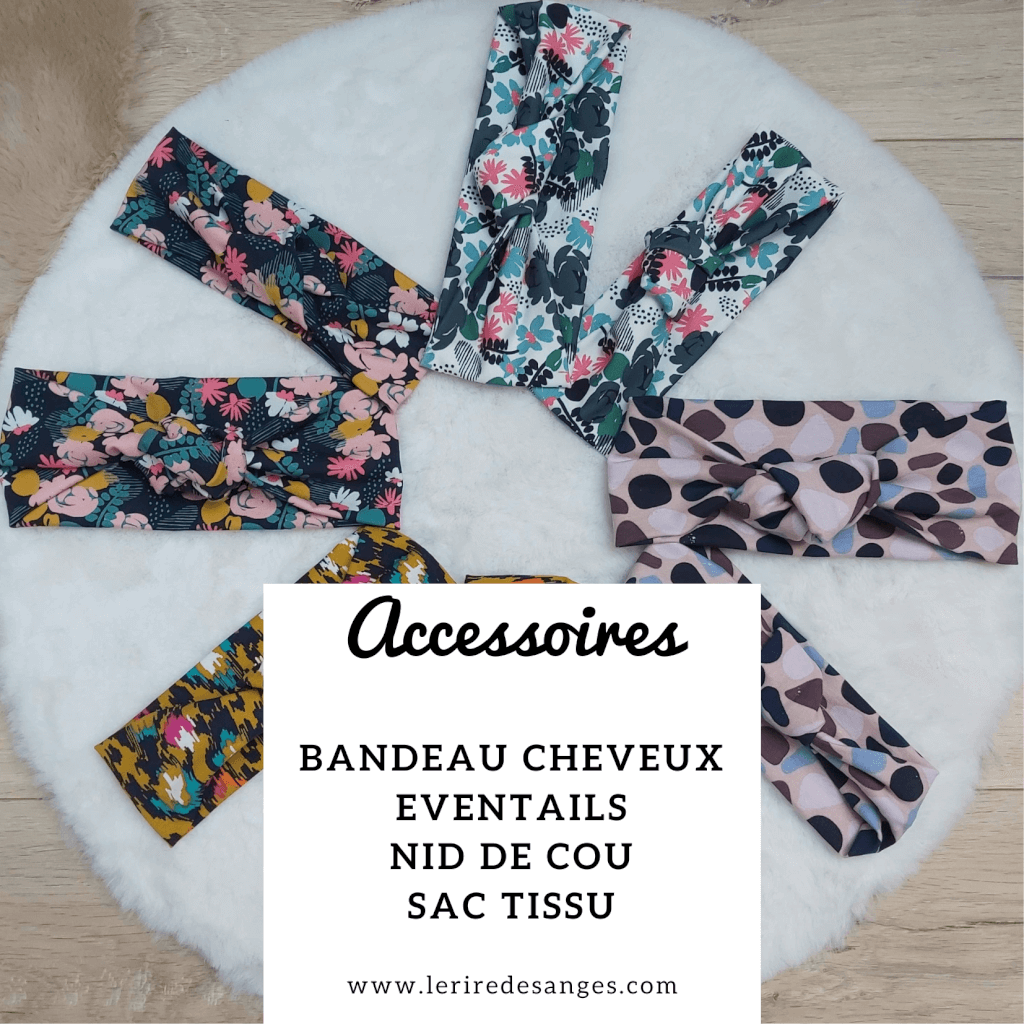 bandeau, sac tissu, eventails